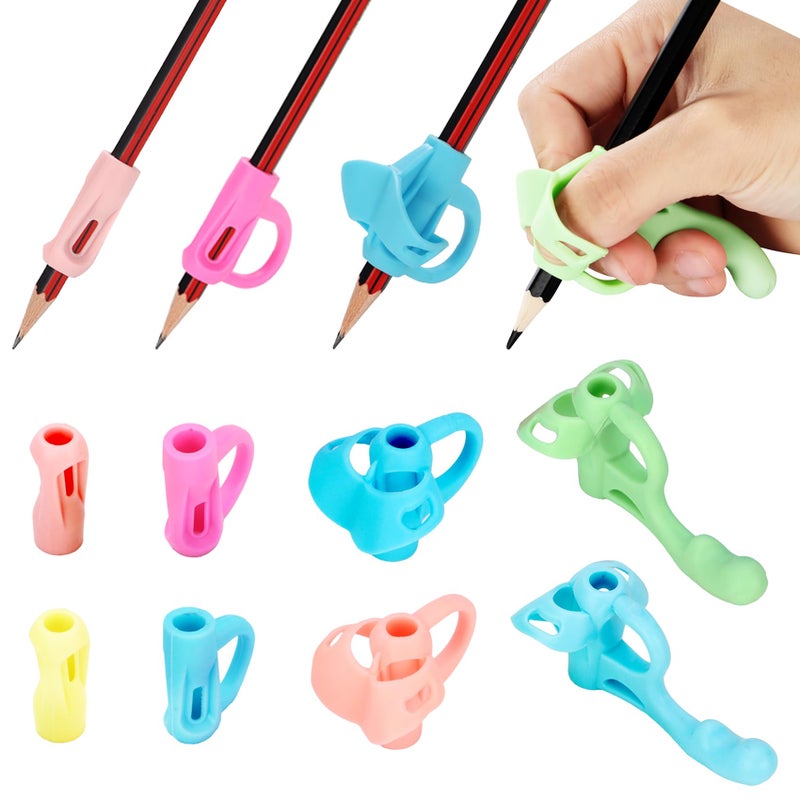 Larspotta 4-Stage Pencil Grips for Kids Writing Posture Correction, 8 Pack Pencil Holder for Toddlers Writing Aid Tools, Pencil Grippers for Preschoolers Needs in Classroom, Assorted Colors - Image 1