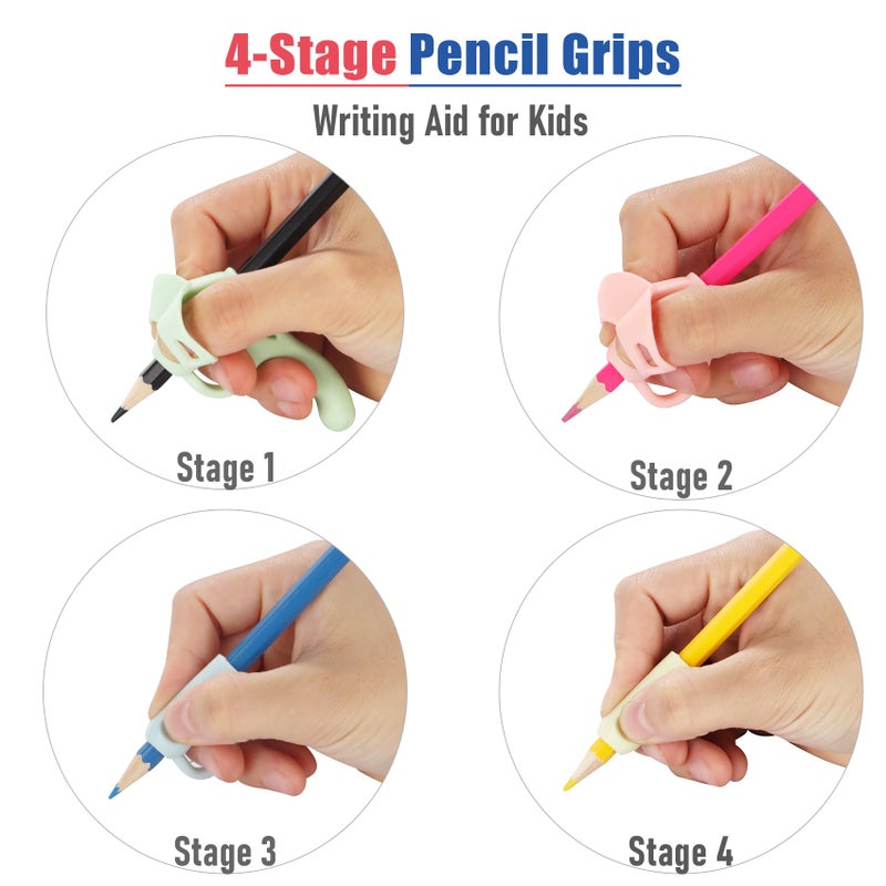 Larspotta 4-Stage Pencil Grips for Kids Writing Posture Correction, 8 Pack Pencil Holder for Toddlers Writing Aid Tools, Pencil Grippers for Preschoolers Needs in Classroom, Assorted Colors - Image 5