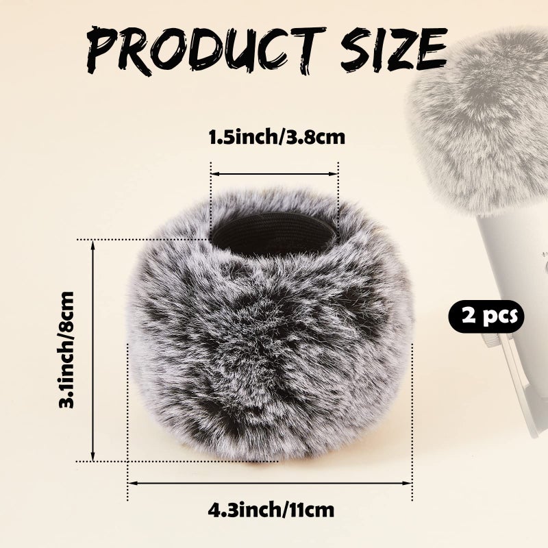 Nezyo 2 Pcs Microphone Furry Windscreen Wind Muff Furry Windscreen Muff Fluffy ASMR Mic Cover Fuzzy Microphone Pop Filter Compatible with Blue Yeti - Image 3