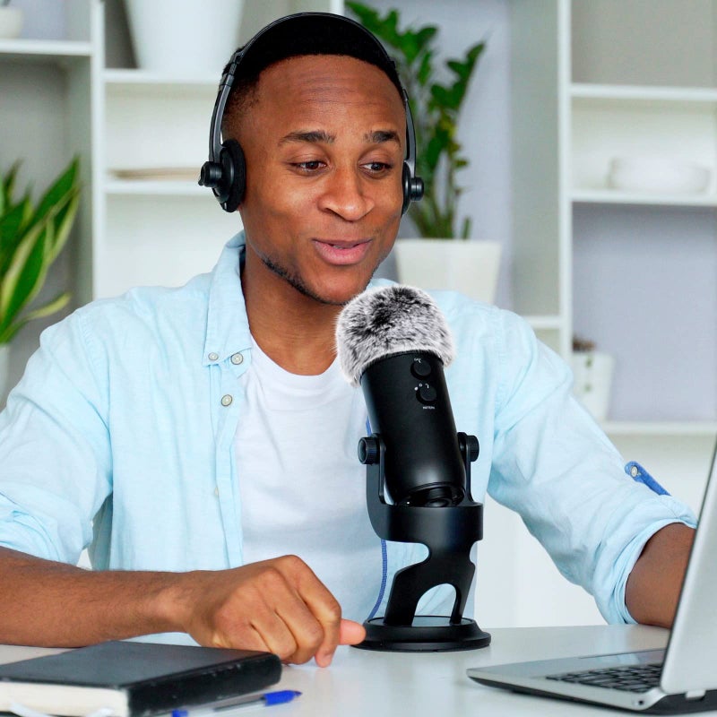 Nezyo 2 Pcs Microphone Furry Windscreen Wind Muff Furry Windscreen Muff Fluffy ASMR Mic Cover Fuzzy Microphone Pop Filter Compatible with Blue Yeti - Image 5