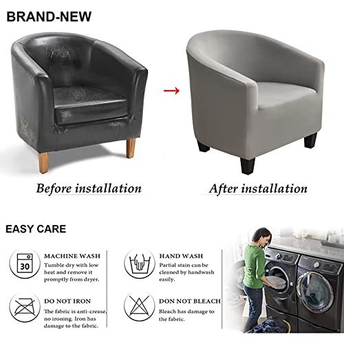 NILUOH Club Chair Slipcover, Tub Chair Cover, Stretch Armchair Covers, Sofa Cover Furniture Protector for Living Room (Grey) - Image 4