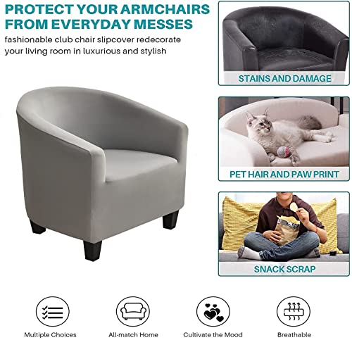 NILUOH Club Chair Slipcover, Tub Chair Cover, Stretch Armchair Covers, Sofa Cover Furniture Protector for Living Room (Grey) - Image 3