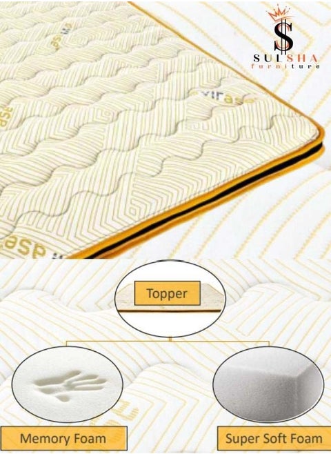 VIRASE Siries Anti-Allergic Premium Quality Super Soft Memory Foam Topper King Size 180x200x7 Cm