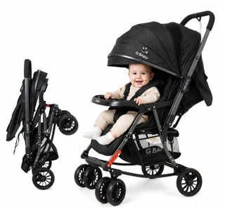 G Baby G22 Lightweight Stroller with Reversible Handle, Mosquito Net, and Rocking Chair - Black