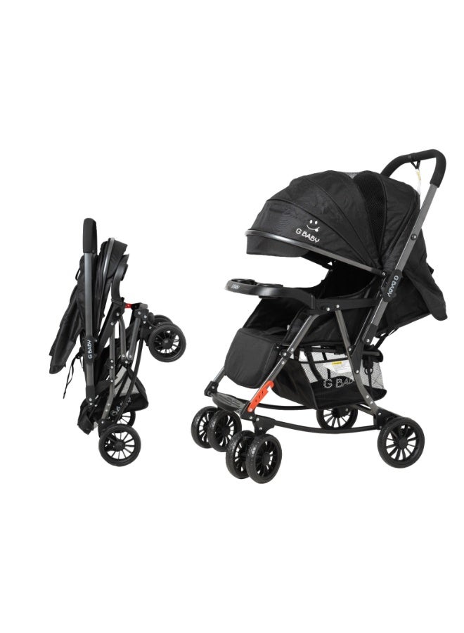 GBaby G Baby G22 Lightweight Stroller with Reversible Handle, Mosquito Net, and Rocking Chair - Black - Image 2