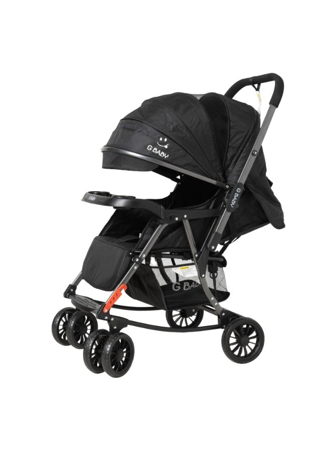 GBaby G Baby G22 Lightweight Stroller with Reversible Handle, Mosquito Net, and Rocking Chair - Black - Image 3