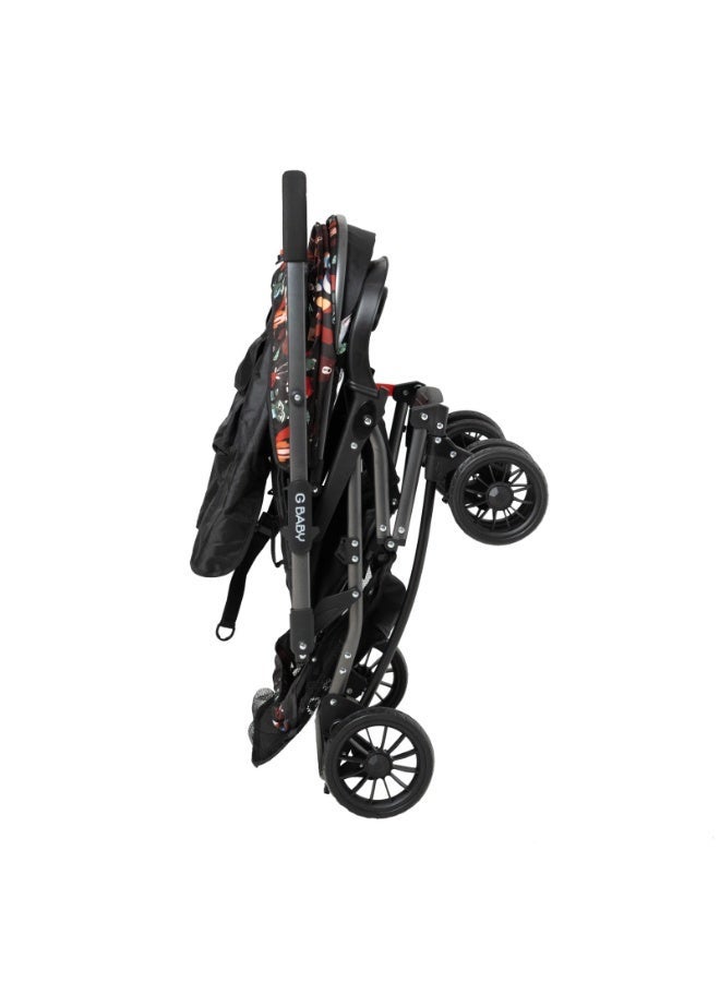 GBaby G Baby G22 Lightweight Stroller with Reversible Handle, Mosquito Net, and Rocking Chair - Black - Image 4