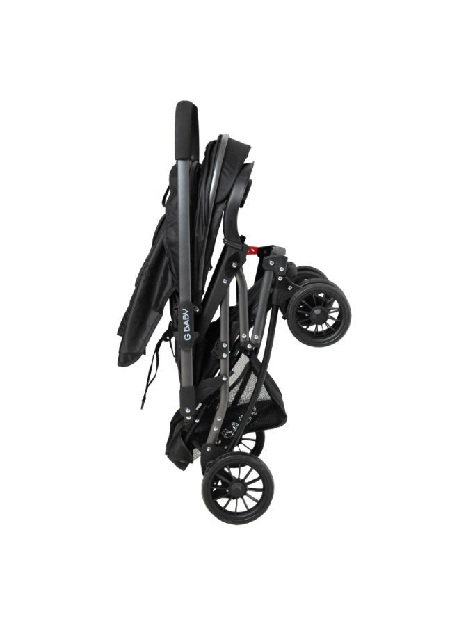 GBaby G Baby G22 Lightweight Stroller with Reversible Handle, Mosquito Net, and Rocking Chair - Black - Image 5