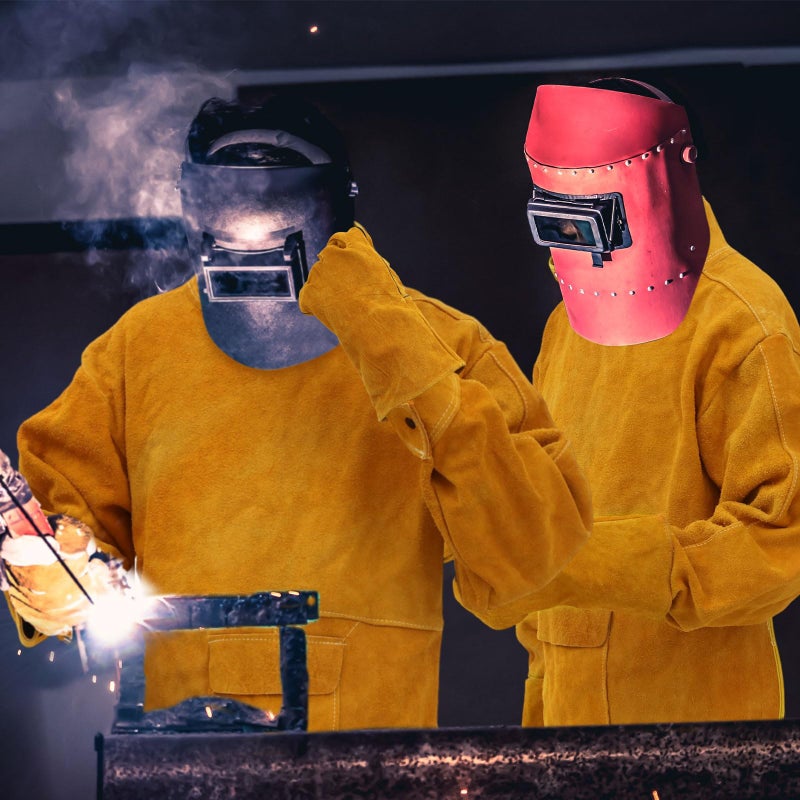 Breathffy Leather Welding Apron Gloves Heat/fire Resistant Forge Welding Leather Jacket Apron Coat for Men Women(Yellow,L) - Image 4