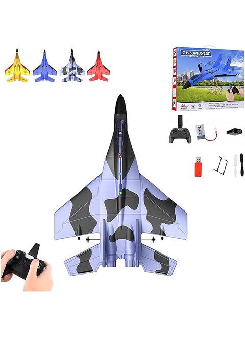 Rc Plane  2.4ghz Rc Remote Control Fighter Model Toy   Remote Control Fighter Jet  360° Remote Control Glider Airplanes with Lights  ZY530 Rc Fighter Jet Plane (C)