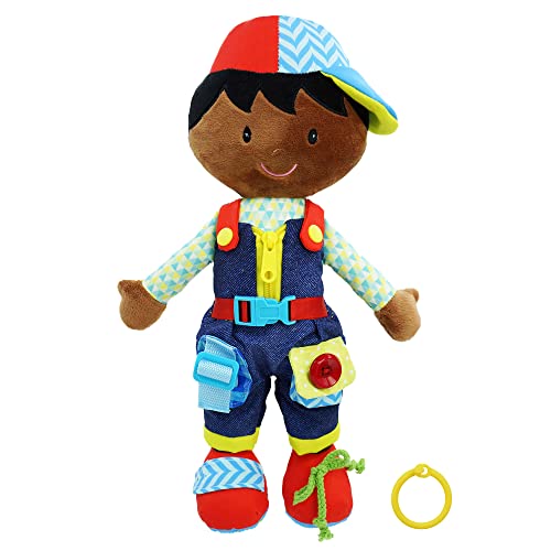 June Garden 155 Dressy Friends Isaiah Educational Stuffed Plush Doll for Kids and Toddlers 2 Years and Up Montessori Buckle Soft Toy - Image 1