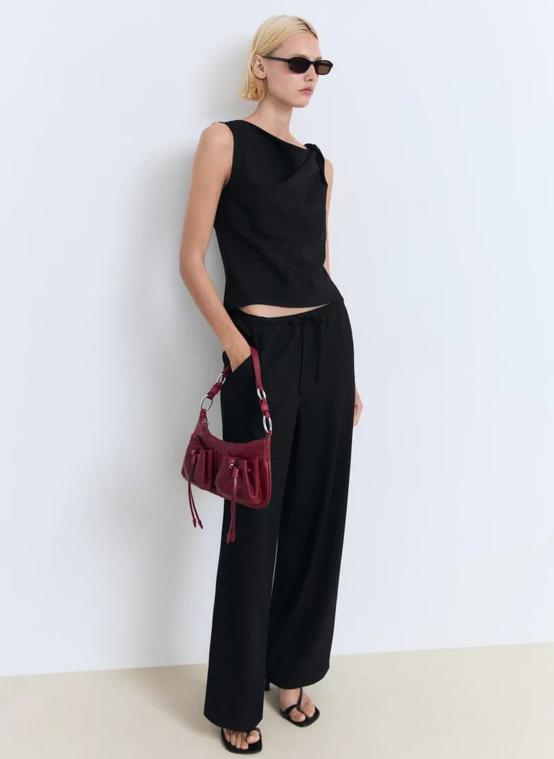 MANGO Asymmetrical draped top with straps