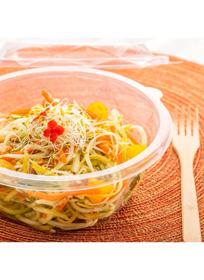 Restaurantware Basic Nature 32 Ounce Disposable Plastic Containers, 500 Plastic Salad Bowls - Lids Sold Separately, Round, Clear PLA Plastic Food Bowls, For To Go Meals And Takeaway Orders  - Image 3