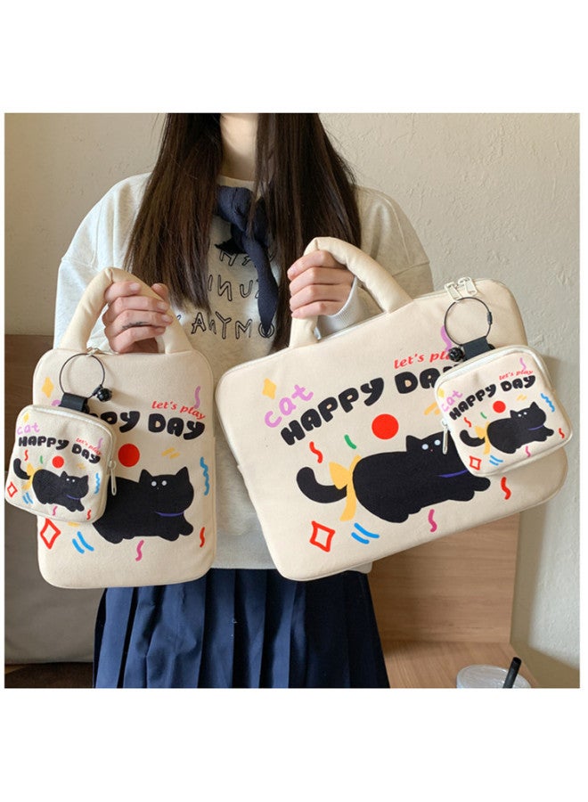 Korean Cute Computer Bag Student Commuter Mobile Phone Ipad Tablet Portable Storage Bag Portable Computer Protective Cover-Color:Light Pink Nude Bag-Size:Small Vertical Style - Image 2