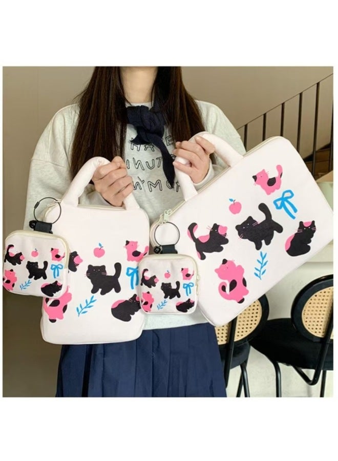 Korean Cute Computer Bag Student Commuter Mobile Phone Ipad Tablet Portable Storage Bag Portable Computer Protective Cover-Color:Light Pink Nude Bag-Size:Small Vertical Style - Image 1