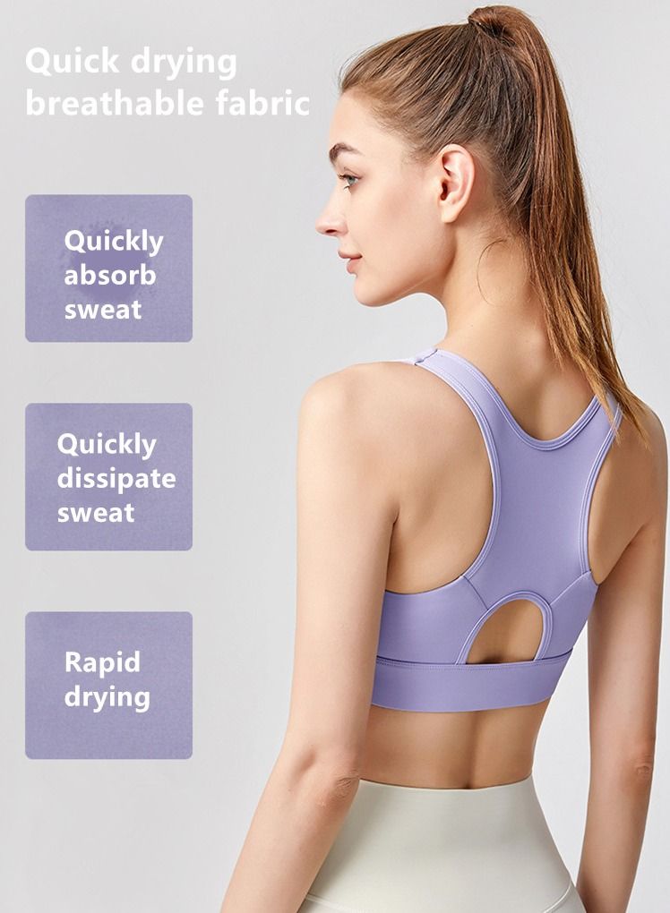 NIBEMINENT Sports Bra with Front Zipper Adjustment, Fitness Vest for Women Suitable for Running, Yoga, Pilates, Fitness, Outdoor Sports, etc - Image 4