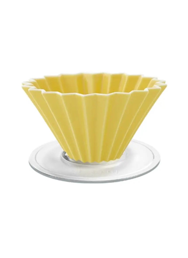 Origami - Ceramic Dripper M with Plastic Holder - Pour Over Coffee Maker - Compatible with VCF-02 and Wave 185 filters -Color Yellow - Image 1