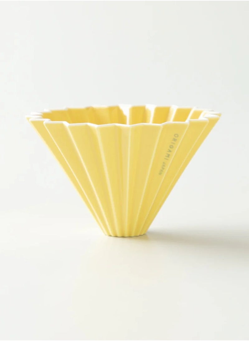 Origami - Ceramic Dripper M with Plastic Holder - Pour Over Coffee Maker - Compatible with VCF-02 and Wave 185 filters -Color Yellow - Image 1