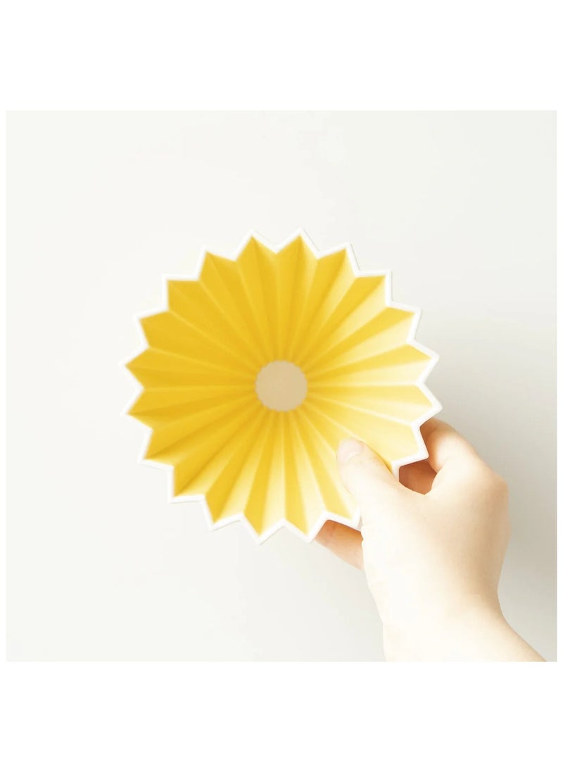 Origami - Ceramic Dripper M with Plastic Holder - Pour Over Coffee Maker - Compatible with VCF-02 and Wave 185 filters -Color Yellow - Image 1
