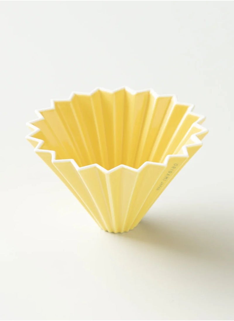 Origami - Ceramic Dripper M with Plastic Holder - Pour Over Coffee Maker - Compatible with VCF-02 and Wave 185 filters -Color Yellow - Image 1