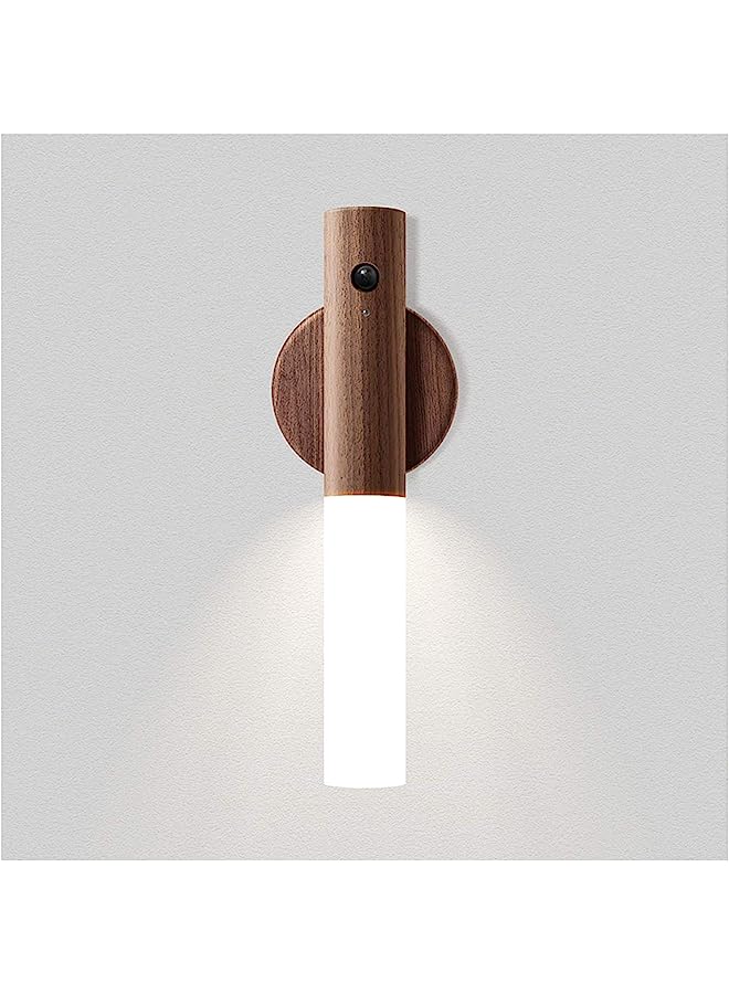 Lencent Motion Sensor Night Light, Smart LED Light, Sensing Distance 4M, Hand-held Portable, Stick Anywhere for Bedroom, Stairway, Children's Room and More,High Grade Solid Wood Glass Material (Walnut Wood) - Image 1
