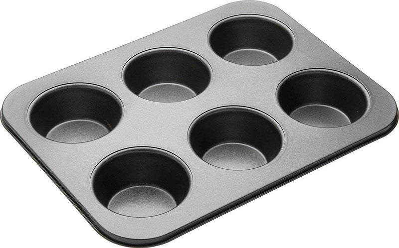 FEDDE 6 Cup Muffin Pan NonStick Baking Pans Easy to Clean and Perfect for Making Jumbo Black - Image 1