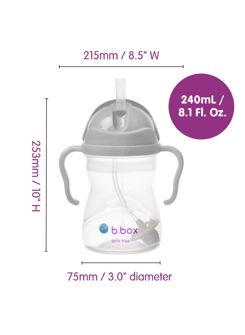 b.box Sippy Cup for Every Angle | Flip Top, Heavy Straw, Handle, Leak-Proof | BPA Free & for Dishwasher | from 6 m | 240 ml/8 oz (Gray) - Image 3