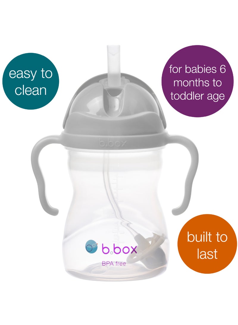 b.box Sippy Cup for Every Angle | Flip Top, Heavy Straw, Handle, Leak-Proof | BPA Free & for Dishwasher | from 6 m | 240 ml/8 oz (Gray) - Image 2
