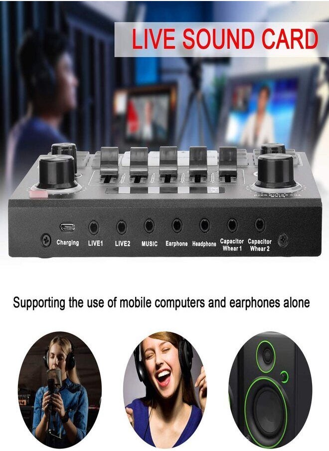 Full Set Of V9 Sound Card With BM-800 Condenser Microphone Capacitor Recording Microphone Audio Interface Studio Stereo Live Streaming Sound Card
