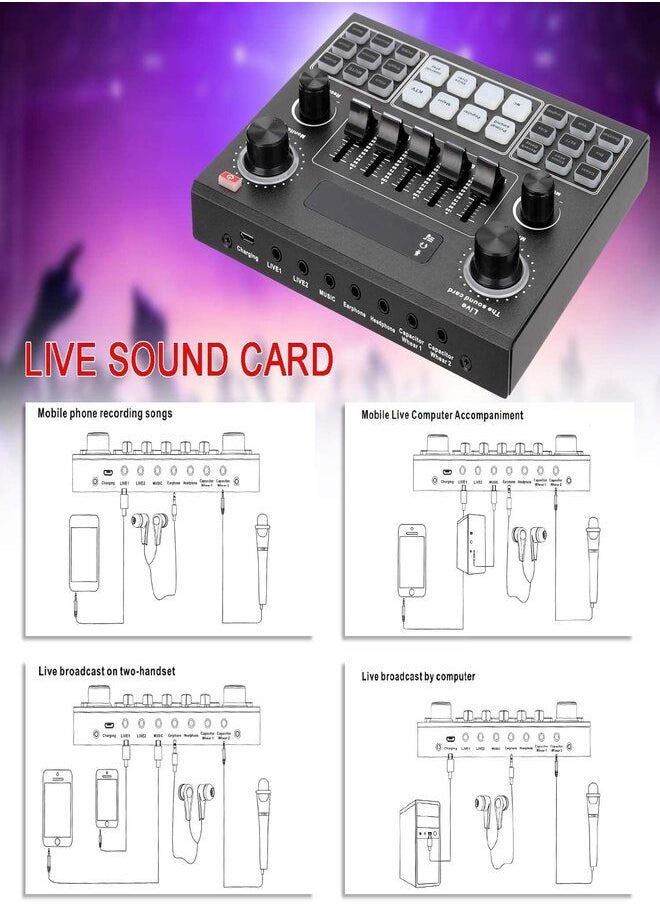 Full Set Of V9 Sound Card With BM-800 Condenser Microphone Capacitor Recording Microphone Audio Interface Studio Stereo Live Streaming Sound Card
