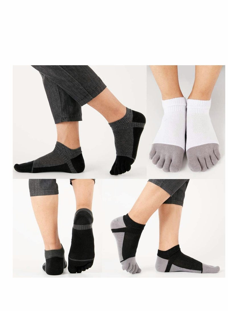 SYOSI Men's Toe Socks Crew Cotton Five Fingers Socks Low Cut Running Athletic Socks 4 Pairs Size 7-11  - Image 5