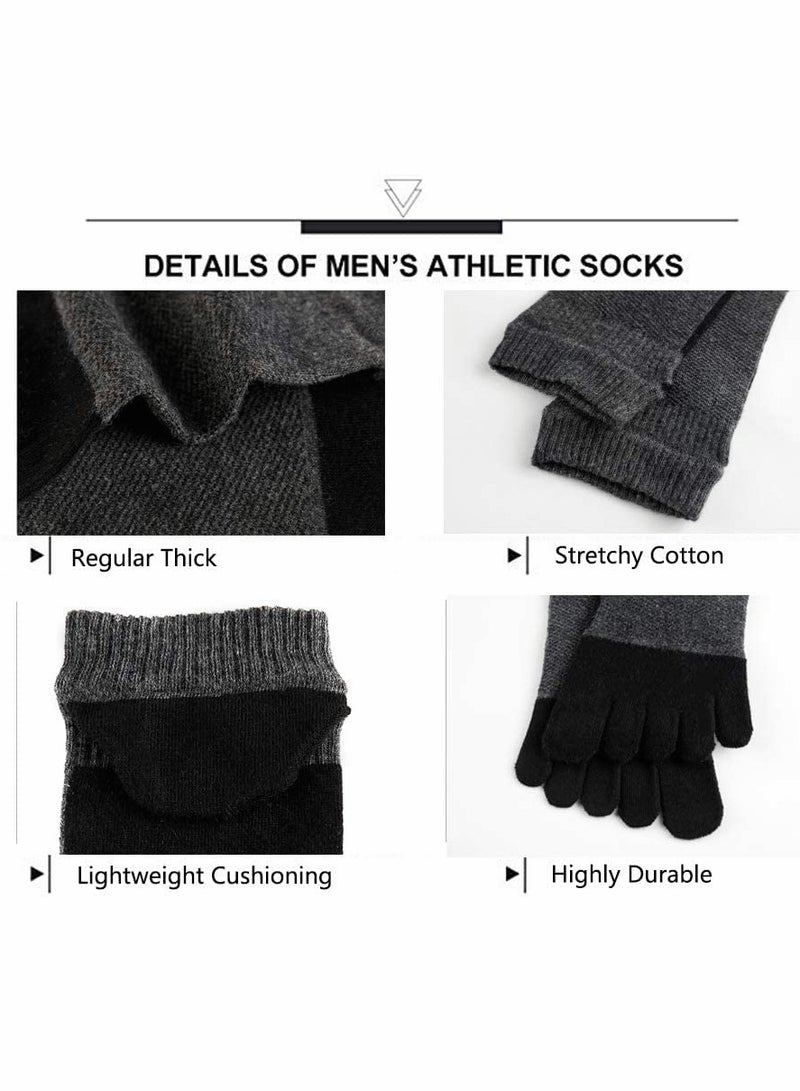SYOSI Men's Toe Socks Crew Cotton Five Fingers Socks Low Cut Running Athletic Socks 4 Pairs Size 7-11  - Image 4