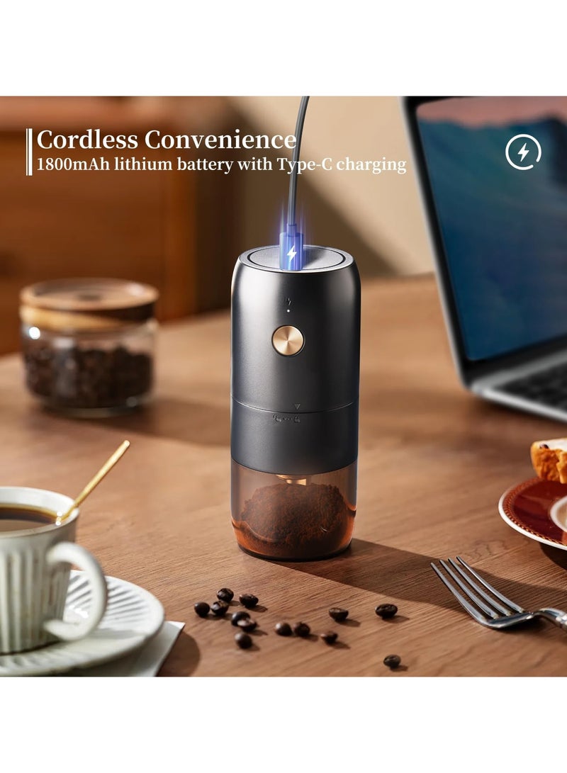 ارواق مطحنة قهوة كهربائية صغيرة قابلة لإعادة الشحن، قلب طحن صغير من الفولاذ المقاوم للصدأ مع إعدادات طحن متعددة - Image 4