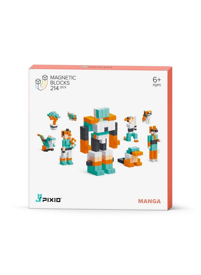 PIXIO Manga - Tiny Magnetic Blocks Building Toy in The Pixel Art Style with Free App - 5/16" Plastic Cubes with 6 Magnets Inside - Open Ended Toy - Creativity Toy for Ages 6+ - Image 1