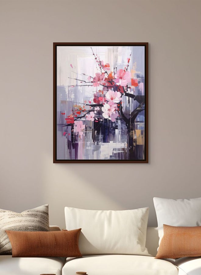 Art Decor Framed Canvas Portrait Print of Abstract Pink Blossom Branches Modern Floral Botanical Artwork Wall Décor for Living Room Bedroom Office Gifting Home Studio Hotels - Image 2