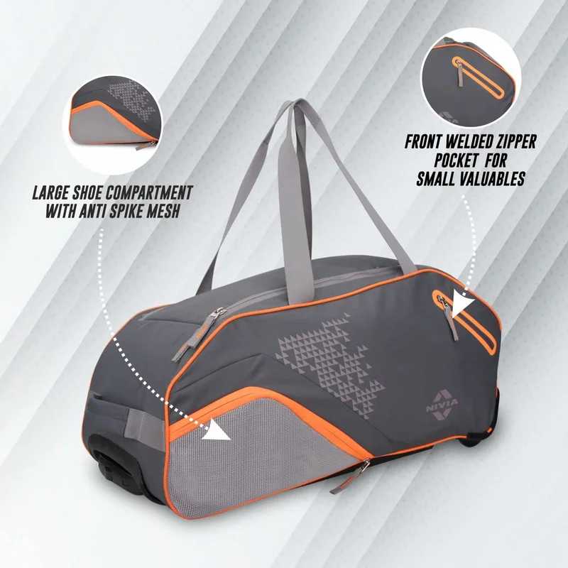 Nivia  Nivia ASHTANG Trolly Duffel Bag - Grey Orange  | Best Price UAE