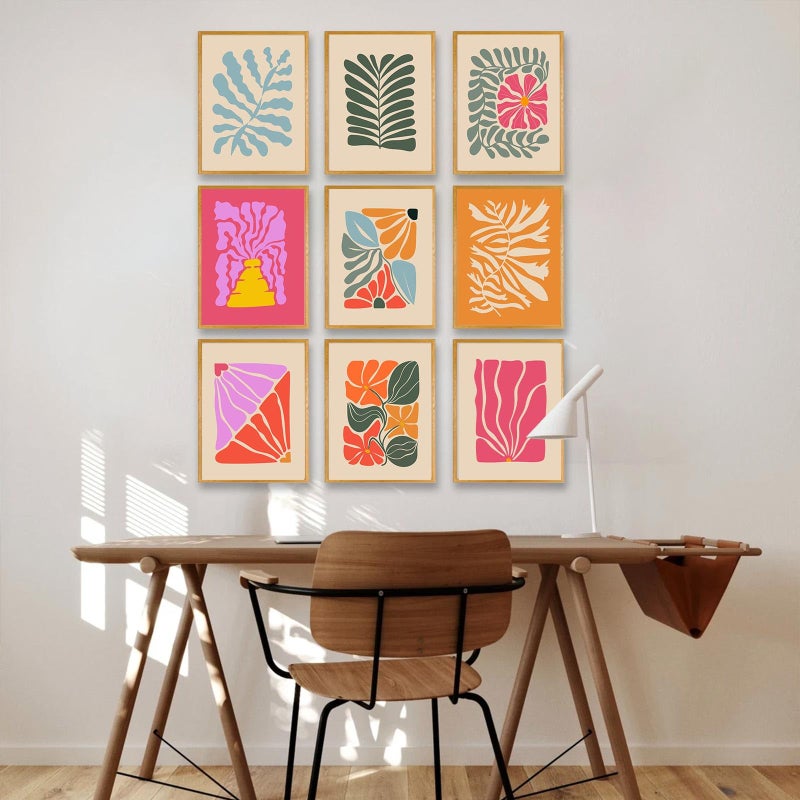 KBKBART Abstract Botanical Prints Set of 9  Colorful Eclectic Gallery Wall Art Wavy Flower Floral Plant Wall Decor  Aesthetic Bedroom Decor Canvas Artwork Painting  Maximalist Art Prints & Posters for Boho - Image 2