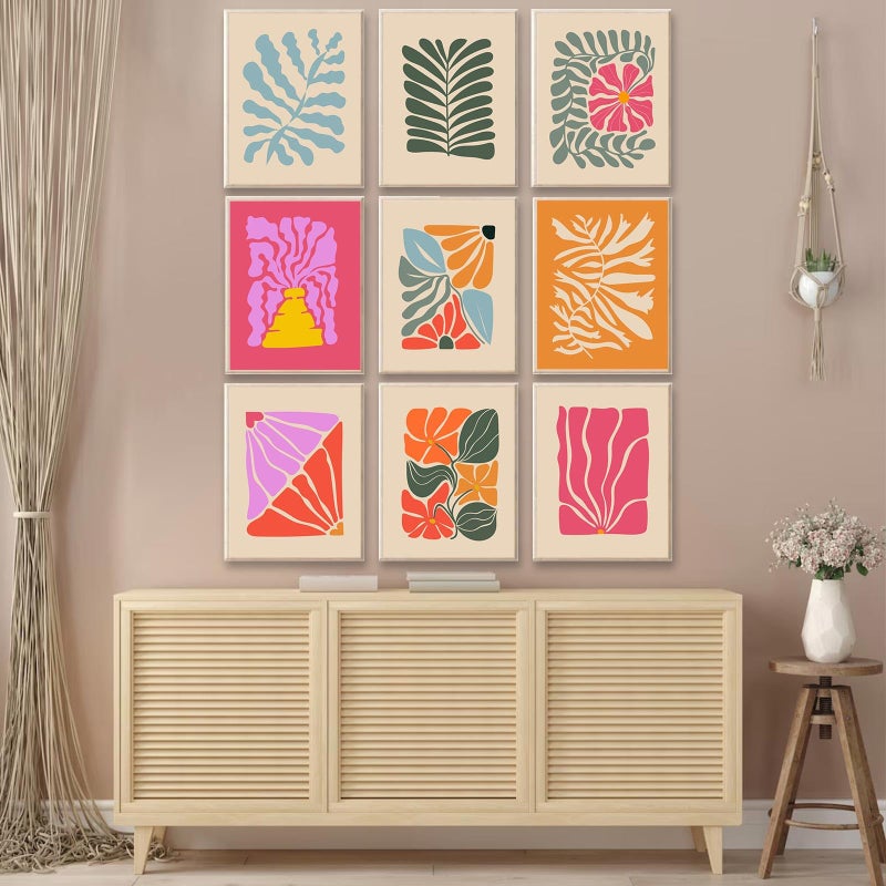 KBKBART Abstract Botanical Prints Set of 9  Colorful Eclectic Gallery Wall Art Wavy Flower Floral Plant Wall Decor  Aesthetic Bedroom Decor Canvas Artwork Painting  Maximalist Art Prints & Posters for Boho - Image 4