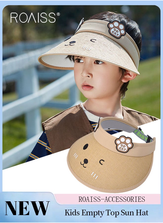 roaiss - Children's Wide Brim Sun Hat, Cartoon Breathable Empty Top Sun Protection Outdoor Sports Cycling Beach Sun Cap, Adjustable Size - Image 1