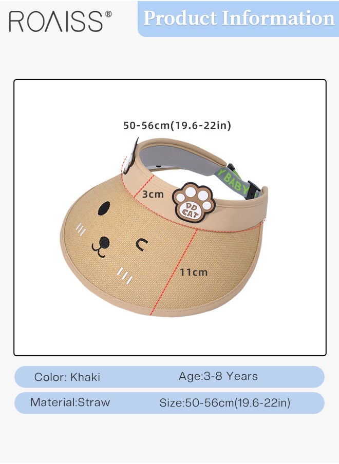 roaiss - Children's Wide Brim Sun Hat, Cartoon Breathable Empty Top Sun Protection Outdoor Sports Cycling Beach Sun Cap, Adjustable Size - Image 1