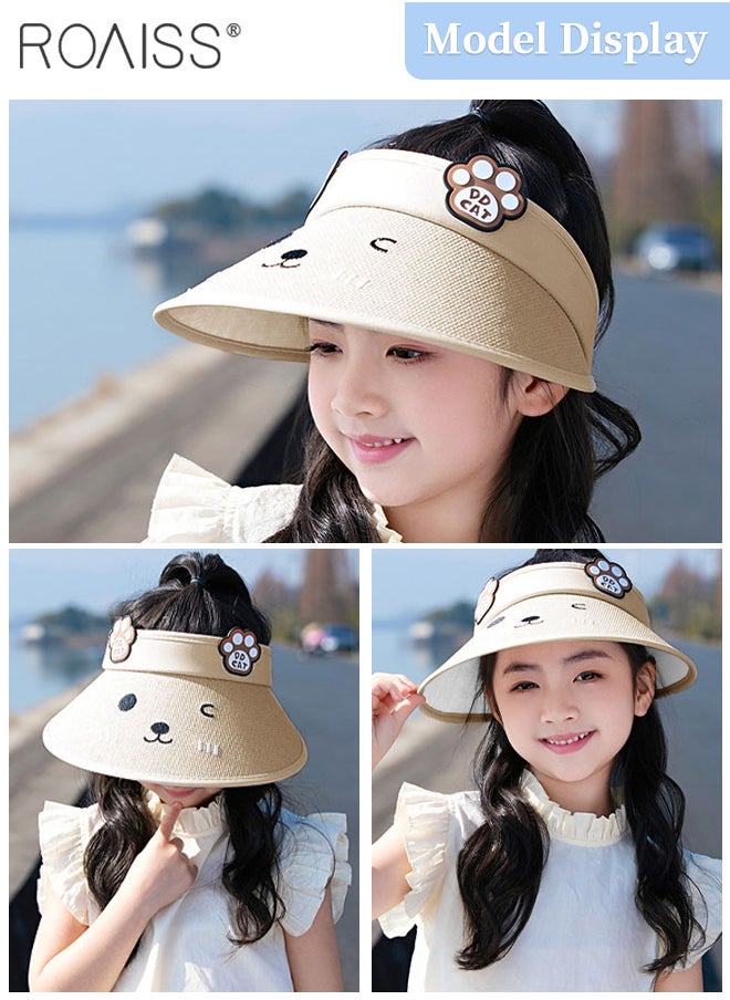 roaiss - Children's Wide Brim Sun Hat, Cartoon Breathable Empty Top Sun Protection Outdoor Sports Cycling Beach Sun Cap, Adjustable Size - Image 1
