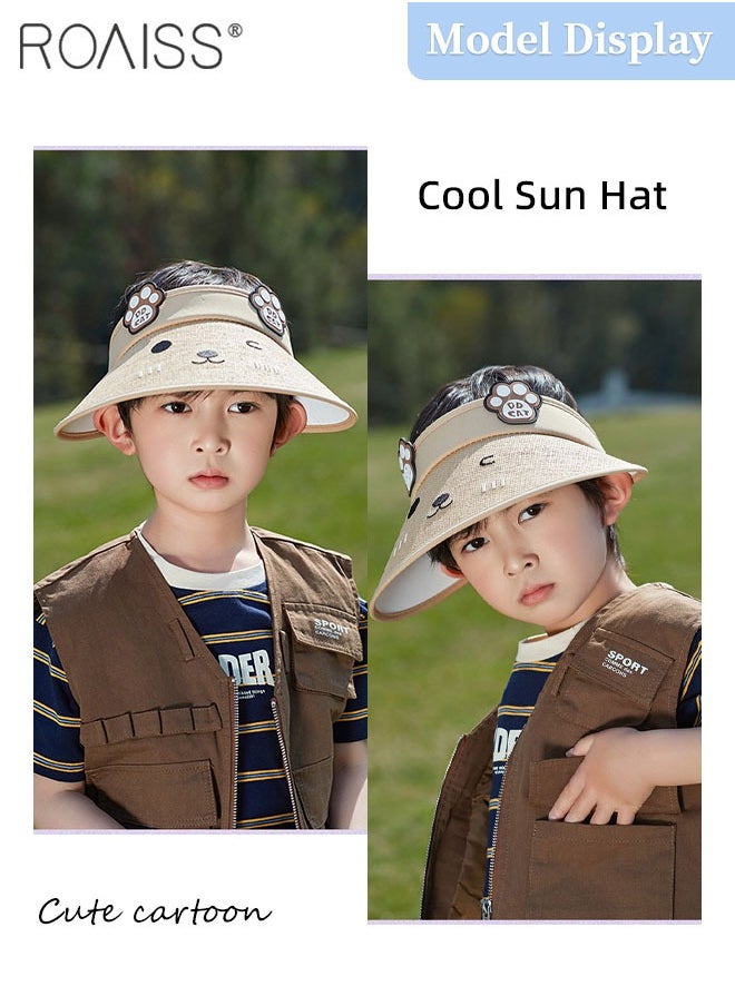 roaiss - Children's Wide Brim Sun Hat, Cartoon Breathable Empty Top Sun Protection Outdoor Sports Cycling Beach Sun Cap, Adjustable Size - Image 1