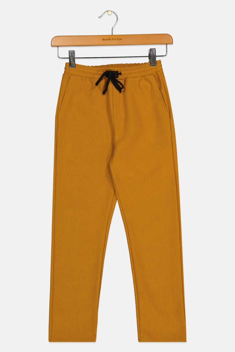 Choupette Kids Boy Plain Sweatpants, Mustard - Image 1