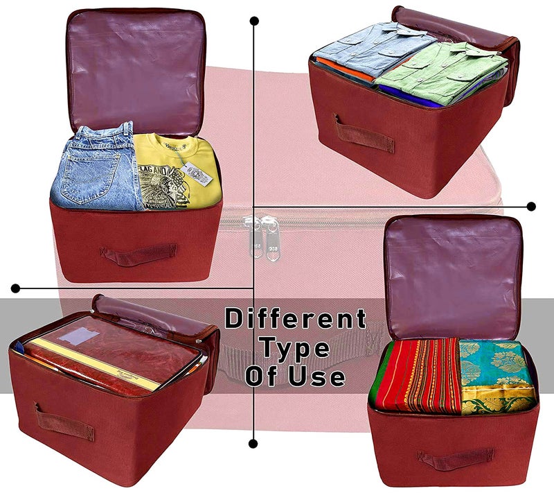 Kuber Industries Kuber Industries Small Size MultiPurpose Water Resistant Foldable Storage Bag with Zipper Closure And Strong Handle MaroonHS_38_KUBMART21322 Pack of 1 - Image 5