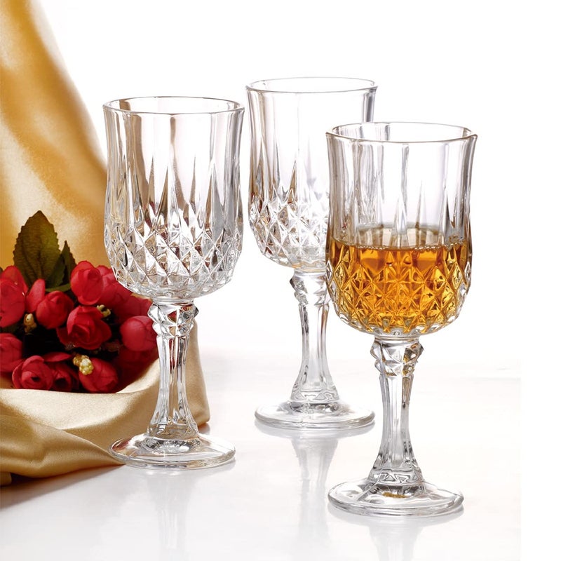 NVRA Italian Premium Champ Wine Glass Crystal Diamond Cuts Champagne Glasses Brandy Whiskey White Red Wine Glasses Tableware Glass Crystalline Luxury Party Glass Set of 6 - Image 1