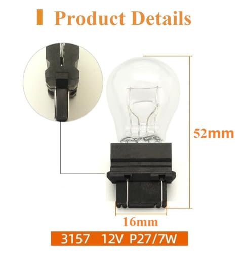 Piumeif 3157/3457 tail/brake light bulb/Turn Signal Bulbs(12V 27/7W 3000K) fits for Jeep Grand Cherokee Wrangler Commander Compass Journey Primus Edge -(Pack of 2) - Image 3