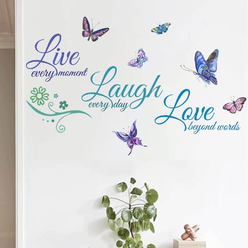 كيدال Live Love Laugh Set 3 Wall Sticker Devivalation Wall Scals Family Inspirational Wall Quotes (18x39 Green Blue Purple) - Image 5