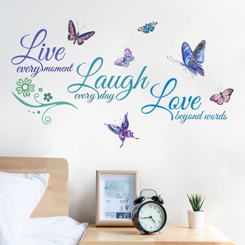 كيدال Live Love Laugh Set 3 Wall Sticker Devivalation Wall Scals Family Inspirational Wall Quotes (18x39 Green Blue Purple) - Image 3