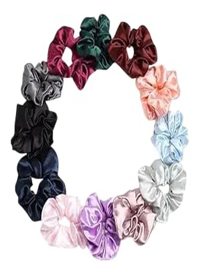 Decor Vibes Scrunchies For Women | Stylish Rubber Bands | Hair Ties | Silk Satin Scrunchies For Women's & Girl's | Trendy Scrunchy- Plain Pastel Shades | Anti-Hair Breakage | Best Gift For Ladies (Pack of 12) - Image 2