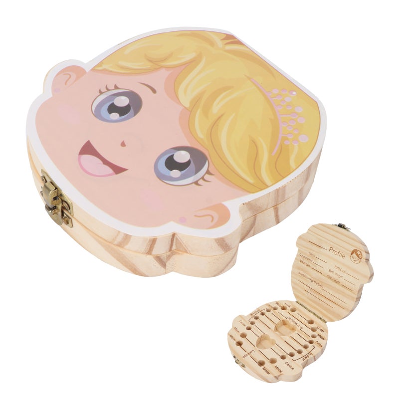 Baby Tooth Box: Wooden Material Corrosion Resistant Durable - Individual Holes For Date Marking Primary Teeth Storage for Kids Childhood Memory Keepsake - Image 2
